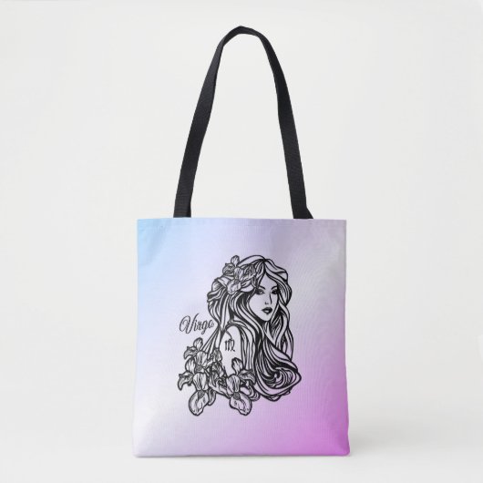 Virgo De Maagd Zodiac Paars Tote Bag (Voorkant)