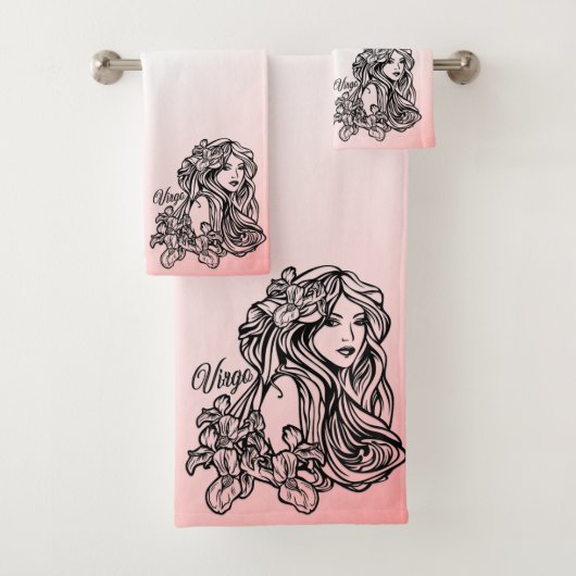 Virgo de maagd Zodiac Roze Bad Handdoek (Insitu)