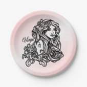 Virgo de maagd Zodiac Roze Papieren Bordje (Voorkant)
