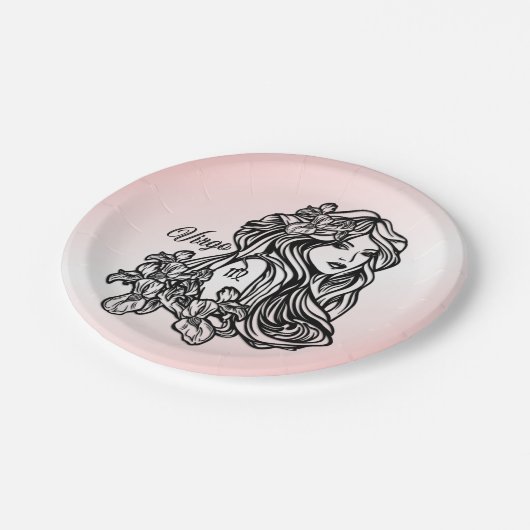 Virgo de maagd Zodiac Roze Papieren Bordje (Gekanteld)