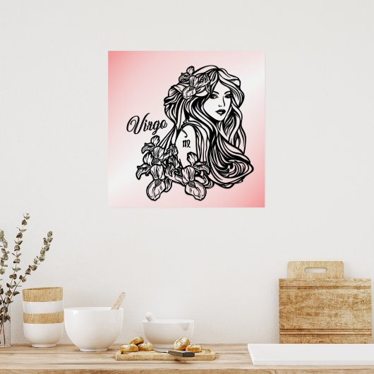 Virgo de maagd Zodiac Roze Poster (Keuken)