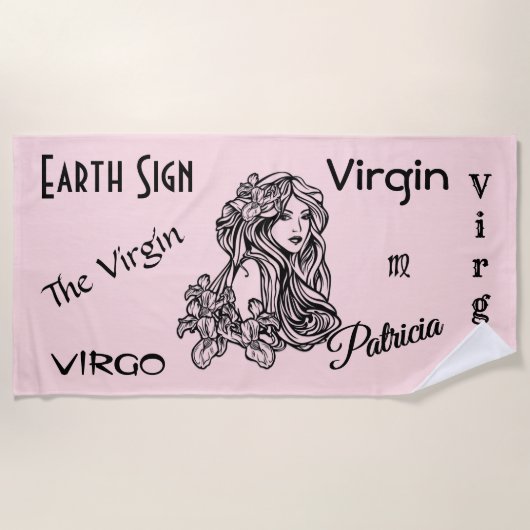Virgo de maagd Zodiac Roze Strandlaken (Voorkant)