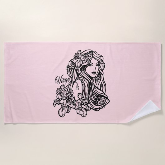 Virgo de maagd Zodiac Roze Strandlaken (Voorkant)