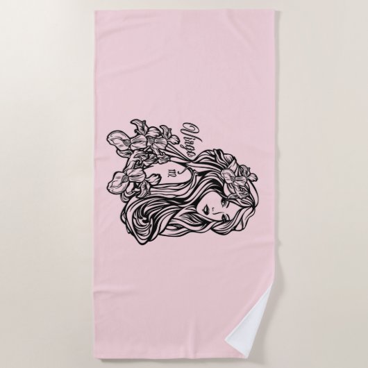 Virgo de maagd Zodiac Roze Strandlaken (Voorkant)