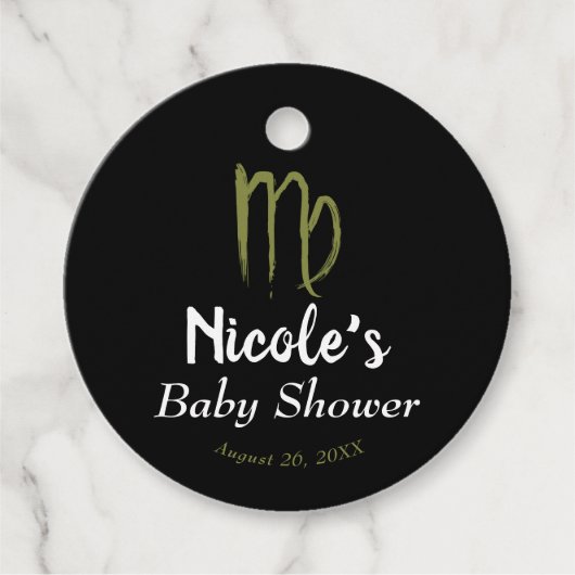 VIRGO Dierenriem Augustus September Baby Shower Bedankjes Labels (Voorkant)