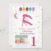 Virgo First Birthday Gold, ballonnen en foto's Kaart (Voorkant)