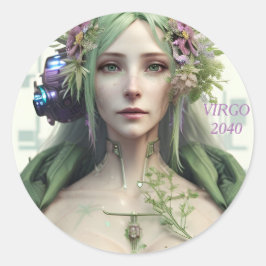 Virgo Futuristisch Zodiac Collectie Ronde Sticker