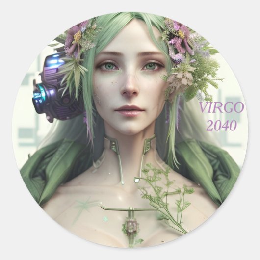 Virgo Futuristisch Zodiac Collectie Ronde Sticker (Voorkant)