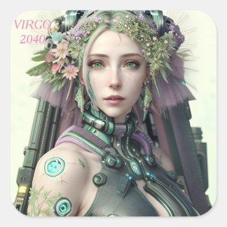 Virgo Futuristisch Zodiac Collectie Vierkante Sticker