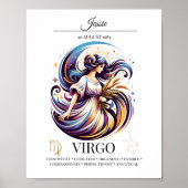 Virgo Gepersonaliseerde Elegante Zodiac Waterverf Poster (Voorkant)
