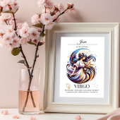Virgo Gepersonaliseerde Elegante Zodiac Waterverf Poster