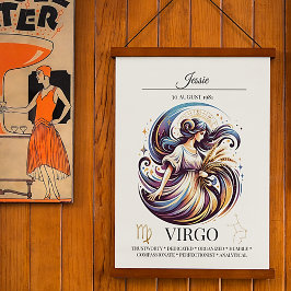 Virgo Gepersonaliseerde Elegante Zodiac Waterverf Poster