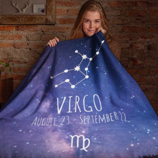 Virgo | Gepersonaliseerde zodiac-constellatie Fleece Deken