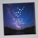 Virgo | Gepersonaliseerde Zodiac Constellation Mag Magneet<br><div class="desc">Ons Virgo-tekenmagneet is perfect voor iedereen die geïnspireerd is door astrologie en new age mysticisme. Met een mooie donkere sterrenhemel, zit de constellatie van Virgo boven de tekst en het zodiale symbool. De horoscooptekst kan gemakkelijk worden gepersonaliseerd en alle elementen kunnen resized, worden verkleurd of rond worden bewogen - enkel...</div>
