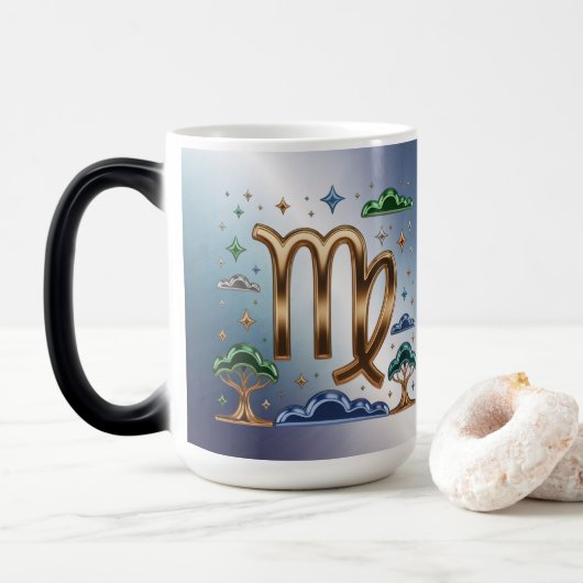Virgo Glyph Zodiac Sign Morphing Mug Magische Mok (Met donut)