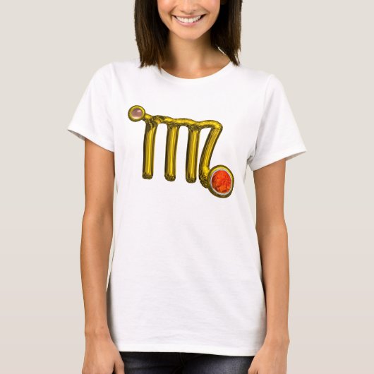 VIRGO/GOLD, GRIJS ORANJE AGATE ZODIAC SIGN JEWEL T-SHIRT (Voorkant)