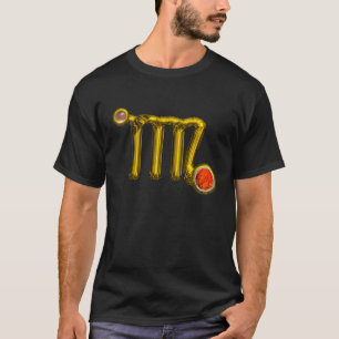 VIRGO/GOLD, GRIJS ORANJE AGATE ZODIAC SIGN JEWEL T-SHIRT
