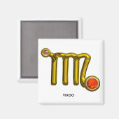 VIRGO/GOLD ORANJE AGATE ZODIAC SIGN JEWEL MAGNEET (Voorkant / Achterkant)