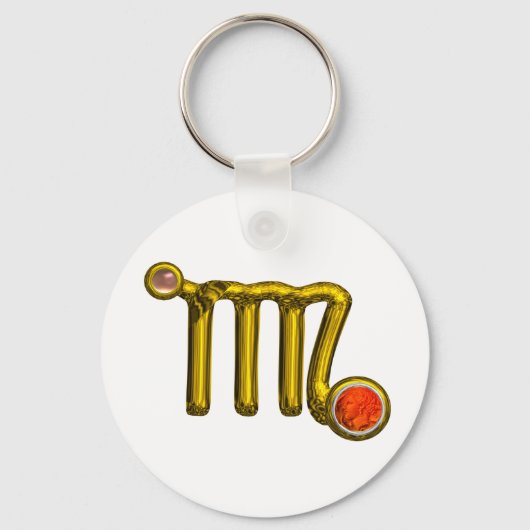 VIRGO/GOLD ORANJE AGATE ZODIAC SIGN JEWEL SLEUTELHANGER (Voorkant)