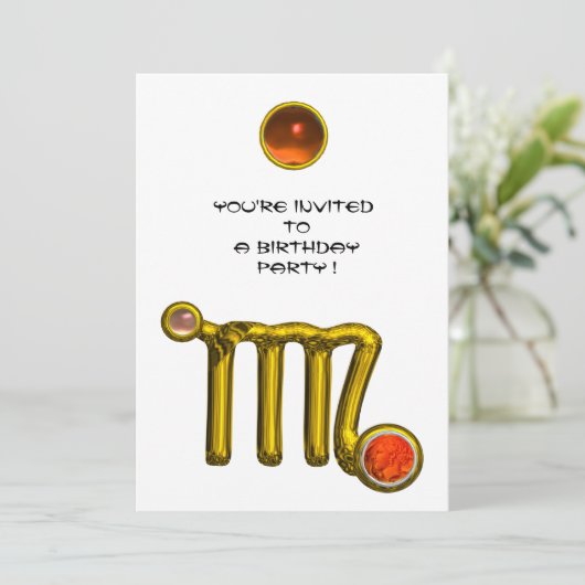 VIRGO/GOLD ZODIAC SIGN JEWEL WHITE BIRTHDAY PARTY KAART (Staand voorkant)