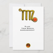 VIRGO/GOLD ZODIAC SIGN JEWEL WHITE BIRTHDAY PARTY KAART (Achterkant)