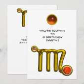 VIRGO/GOLD ZODIAC SIGN JEWEL WHITE BIRTHDAY PARTY KAART (Voorkant / Achterkant)