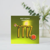 VIRGO GOLD ZODIAC SIGN JEWEL YELLOW BIRTHDAY PARTY KAART (Staand voorkant)