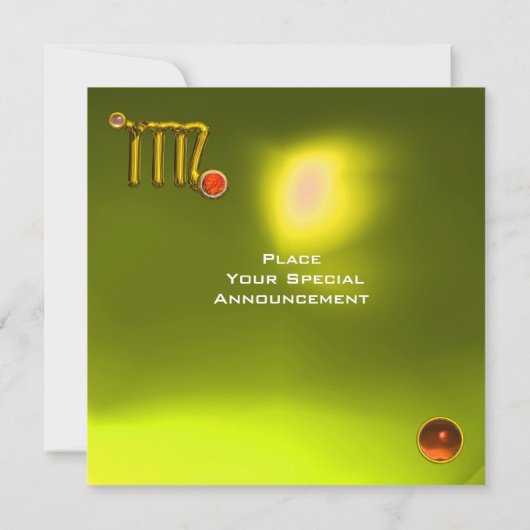 VIRGO GOLD ZODIAC SIGN JEWEL YELLOW BIRTHDAY PARTY KAART (Achterkant)