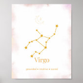 Virgo Gold Zodiac Wall Art – Celestial Constellati Poster (Voorkant)