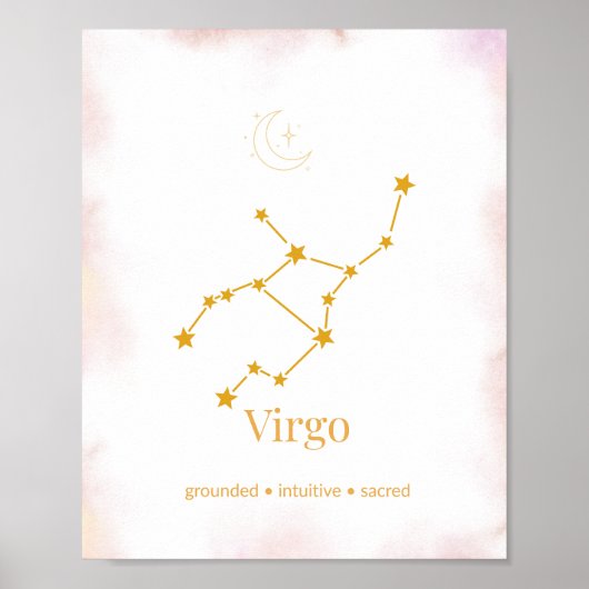 Virgo Gold Zodiac Wall Art – Celestial Constellati Poster (Voorkant)