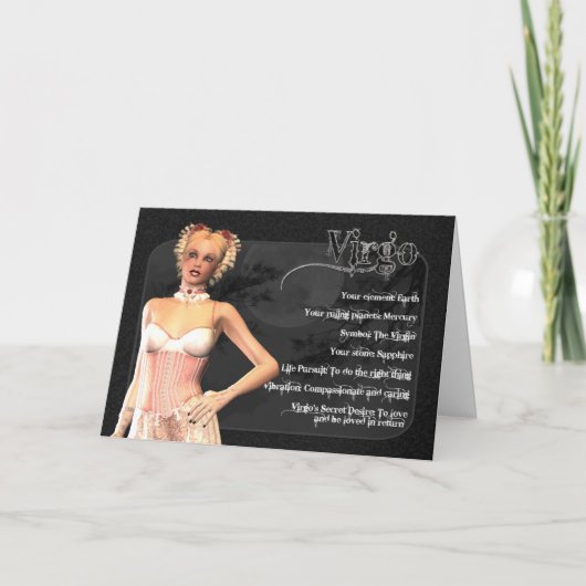 Virgo Gothic Zodiac Verjaardag Kaart (Voorkant)