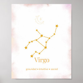 Virgo Gouden Dierenriem Wandschilderij – Hemelcons Poster