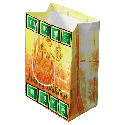 Virgo - Happy Birthday Medium Gift Bag Medium Cadeauzakje (Voorkant Gekanteld)