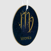 Virgo het meisjessymbool goud gepersonaliseerd ornament (voorkant)