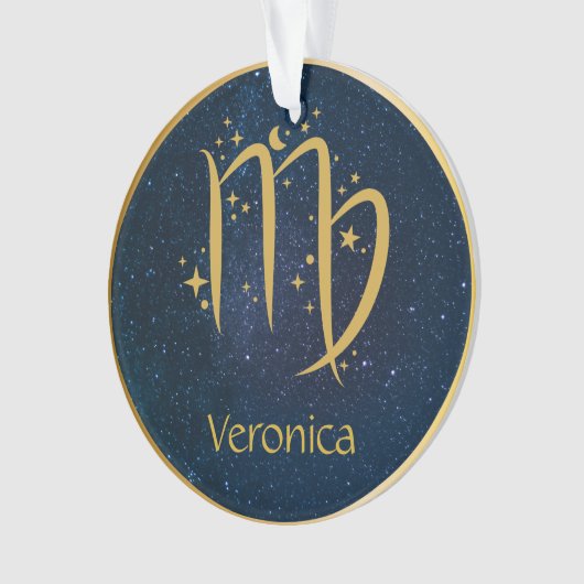 Virgo het meisjessymbool goud gepersonaliseerd ornament (voorkant)