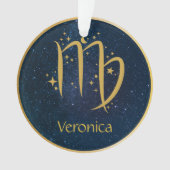 Virgo het meisjessymbool goud gepersonaliseerd ornament (voorkant)