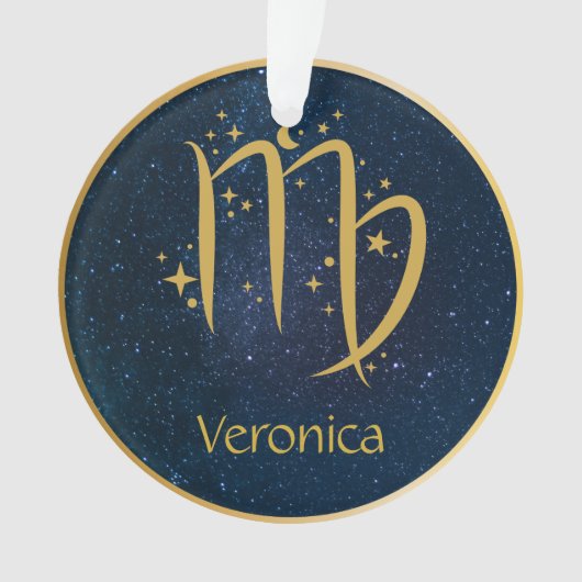Virgo het meisjessymbool goud gepersonaliseerd ornament (voorkant)
