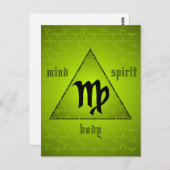 Virgo Holistic Triangle Mind Body Spirit Green Briefkaart (Voorkant / Achterkant)