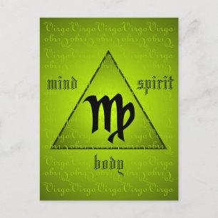 Virgo Holistic Triangle Mind Body Spirit Green Briefkaart
