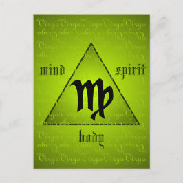 Virgo Holistic Triangle Mind Body Spirit Green Briefkaart