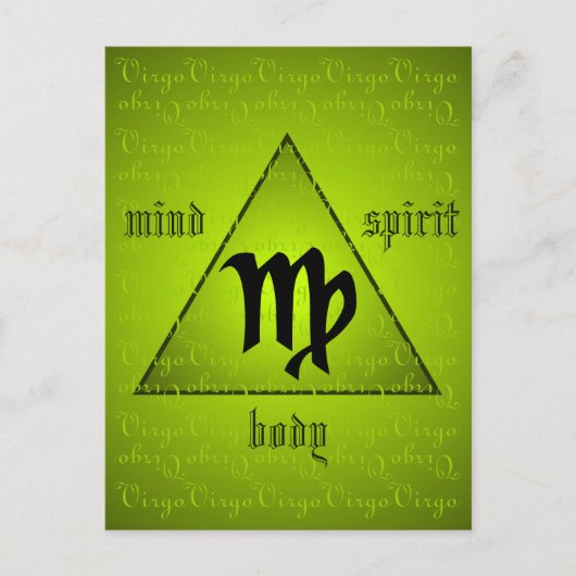 Virgo Holistic Triangle Mind Body Spirit Green Briefkaart (Voorkant)