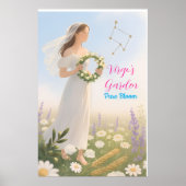 Virgo Horoscoop Geïnspireerd Bloemen Zodiac Ontwer Poster (Voorkant)