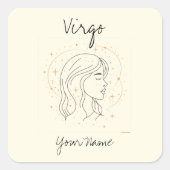 Virgo Line Art met sterrenbeelden Vierkante Sticker (Voorkant)