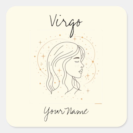 Virgo Line Art met sterrenbeelden Vierkante Sticker (Voorkant)