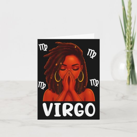 Virgo Loc'd Black Woman Pray Christian Zodiac Birt Kaart (Voorkant)