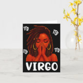 Virgo Loc'd Black Woman Pray Christian Zodiac Birt Kaart (Gele Bloem)