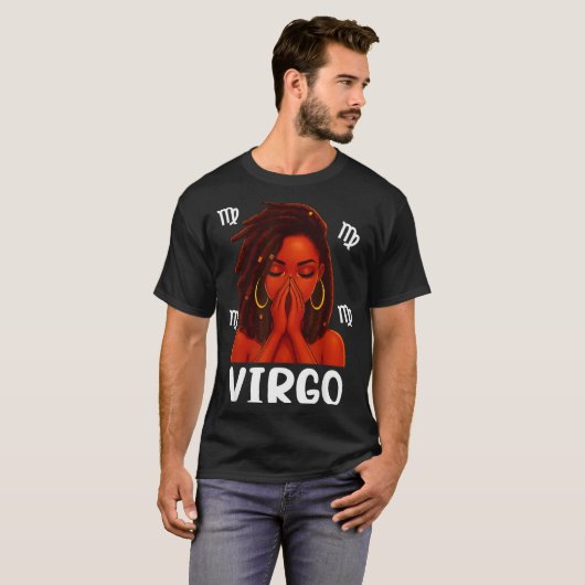 Virgo Loc'd Black Woman Pray Christian Zodiac Birt T-shirt (Voorkant volledig)
