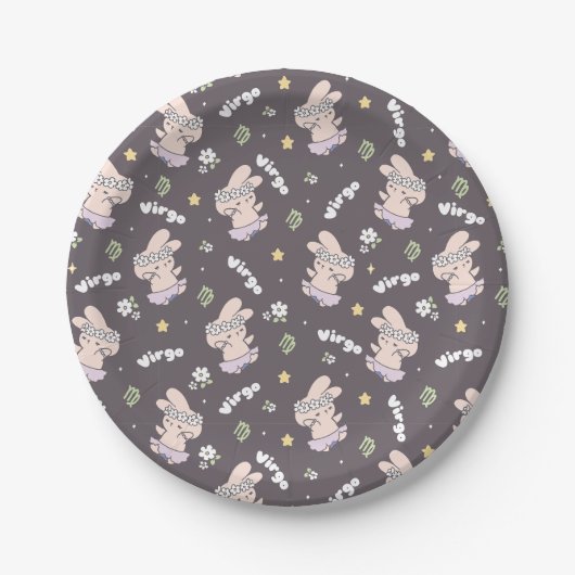 Virgo Loppi Tokki Bunny Zodiac Series Patroon II Papieren Bordje (Voorkant)