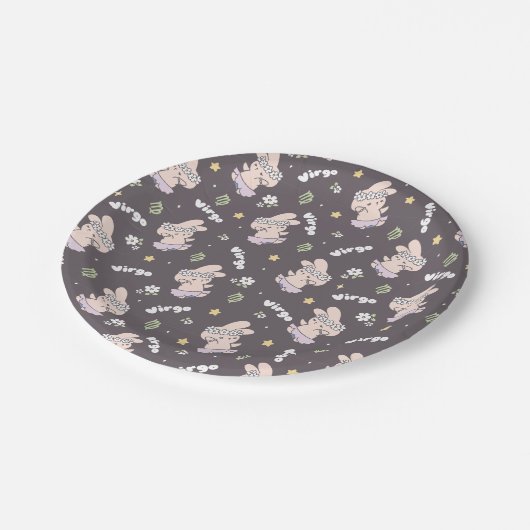 Virgo Loppi Tokki Bunny Zodiac Series Patroon II Papieren Bordje (Gekanteld)