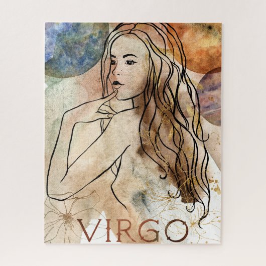 Virgo Maiden Earth teken astrologisch symbool goud Legpuzzel (Verticaal)